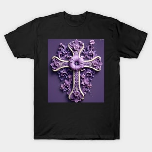 Beautiful Purple Filigree Cross T-Shirt